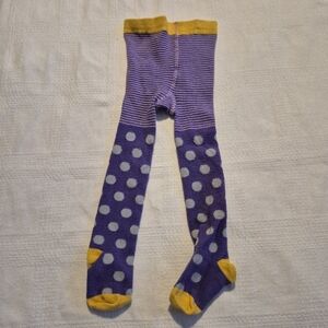 Baby Boden 12-24 months purple, gray & yellow sweater tights polka dot GUC